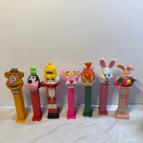 Lot Of 7 Vintage Pez Dispensers Pebbles Fozzie Pink Panther Bunnies - Picture 10 of 11